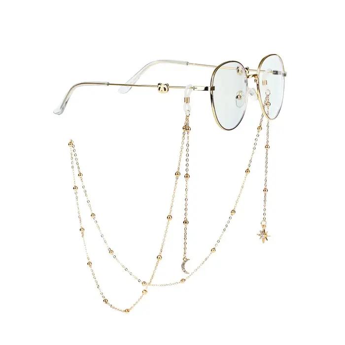 JOHollow Star Lunettes de soleil perlées pour femmes, lunettes de lecture, lanière, porte-lunettes,