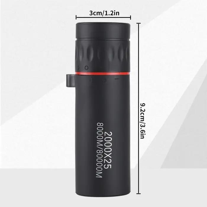Lunette monoculaire 2000x25 HD mini portable avec support smartphone pour chasse camping observation oiseaux