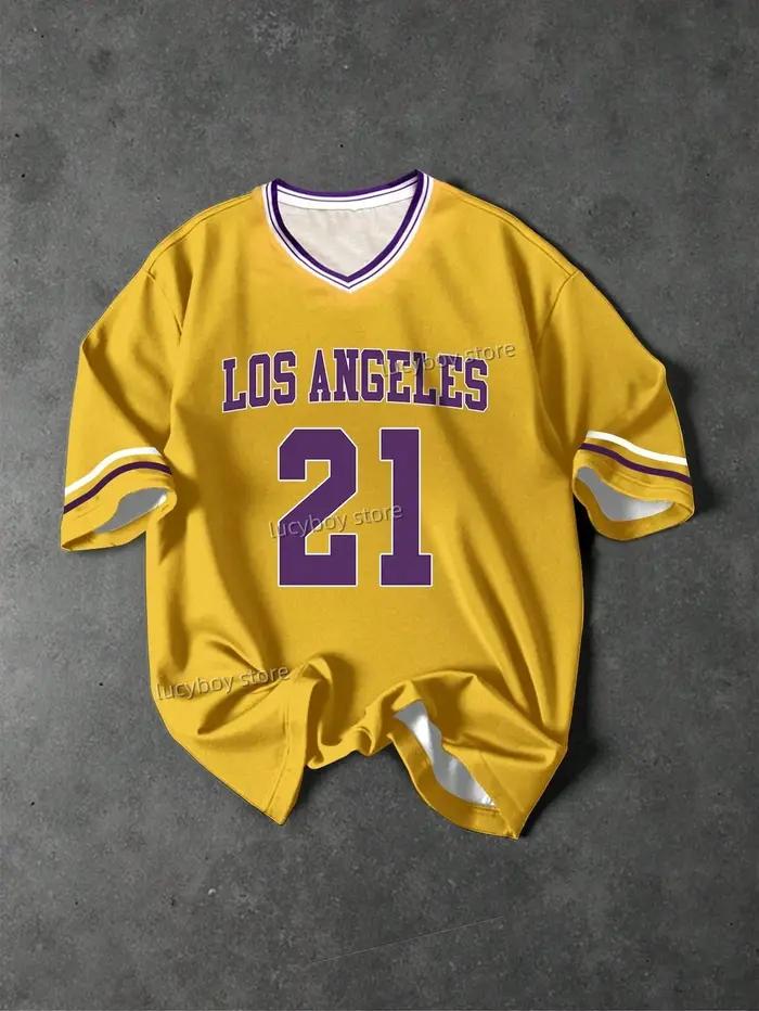 T-shirt à manches courtes imprimé Los Angeles Number 21 pour hommes