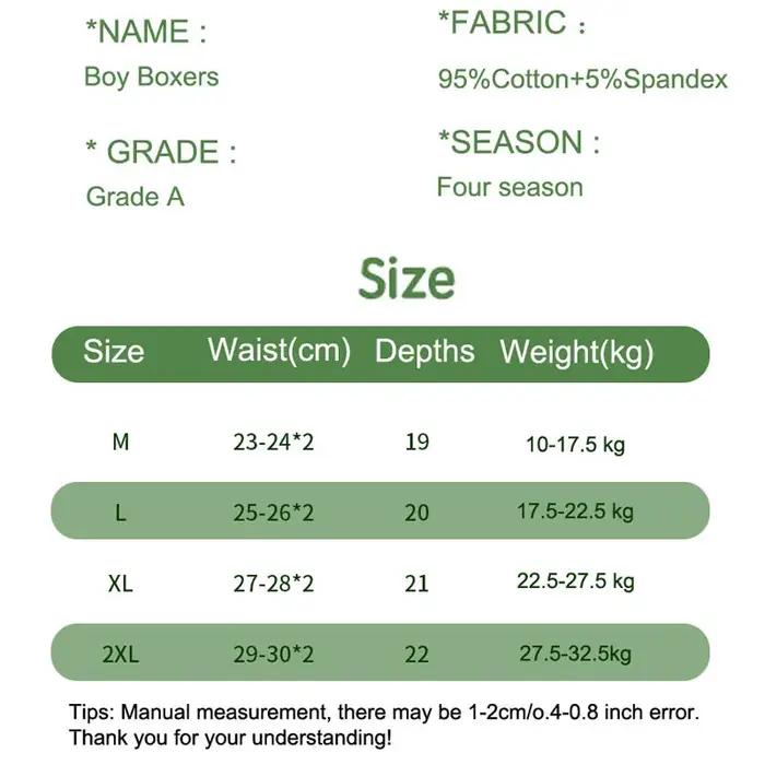 Lot de 4 culottes en coton pour garçon de 3 à 14 ans, sous-vêtements respirants pour enfants, motifs