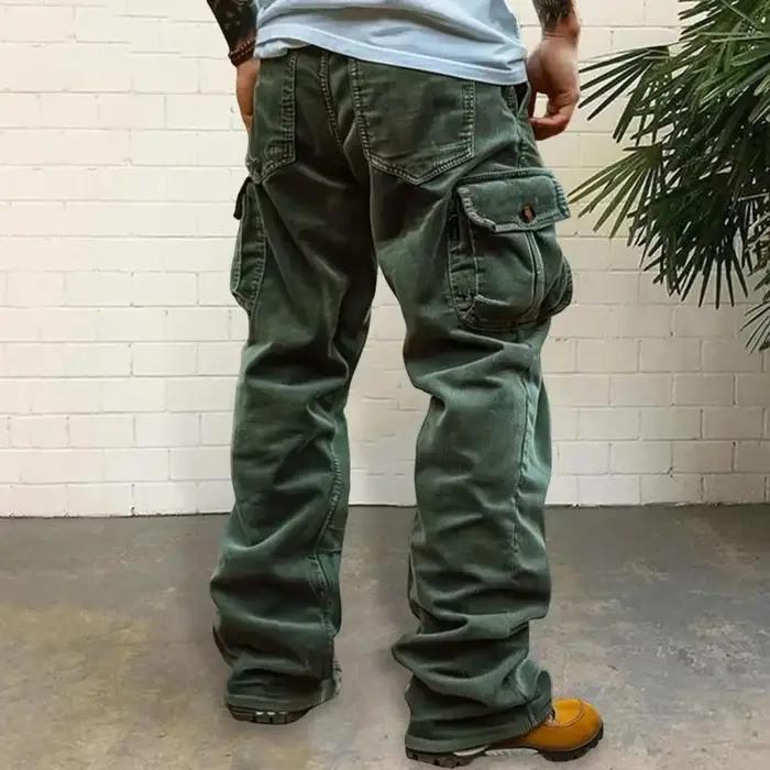 Pantalon Cargo Vintage en velours côtelé pour hommes, Style rétro, multi-poches, décontracté, ample, Long, couleur unie, pantalon de travail droit, automne