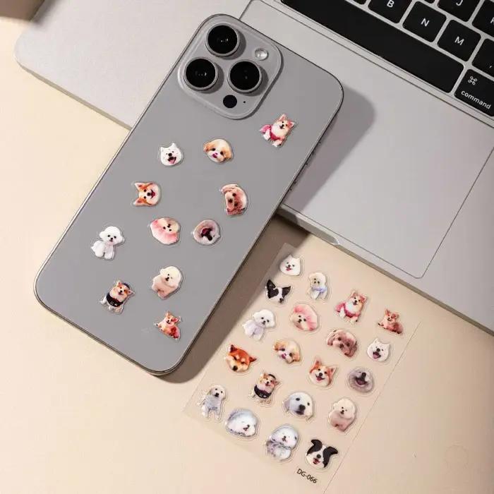 Autocollants de colle Animal chat chien dessin animé mignon autocollants de gelée pour manuel de matériel décoratif DIY bricolage pour enfant et adulte occasions spéciales
