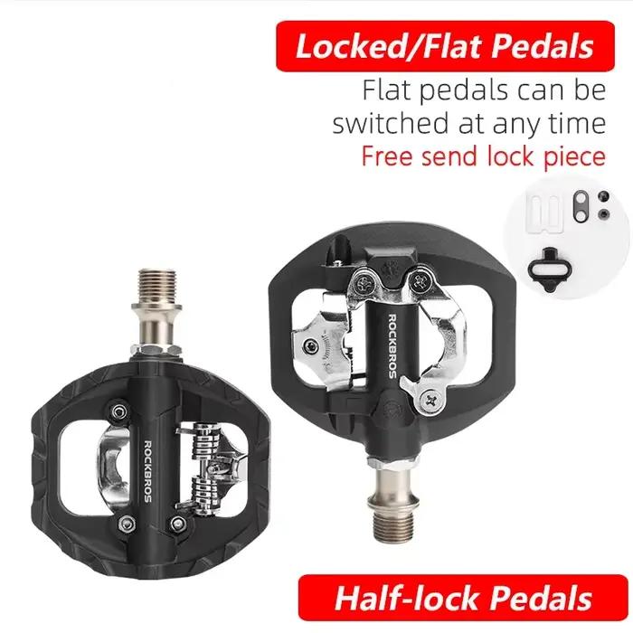 ROCKBROS pédale de verrouillage de vélo 2 en 1 serrure antidérapante