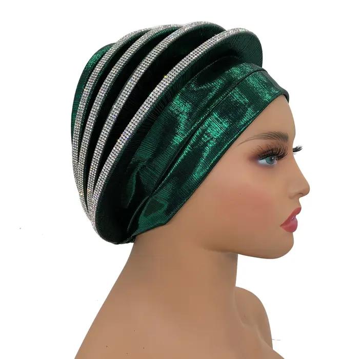 Béret en spirale de diamants de luxe Turban pour femmes afrcian dame bandeau femme bérets Turban Nig