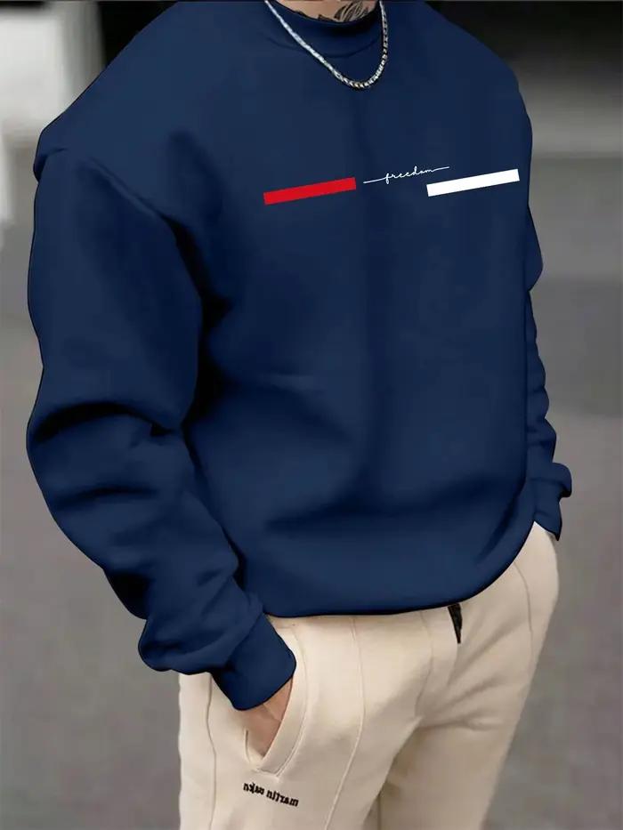 Sweat-shirt à manches longues à col rond pour homme