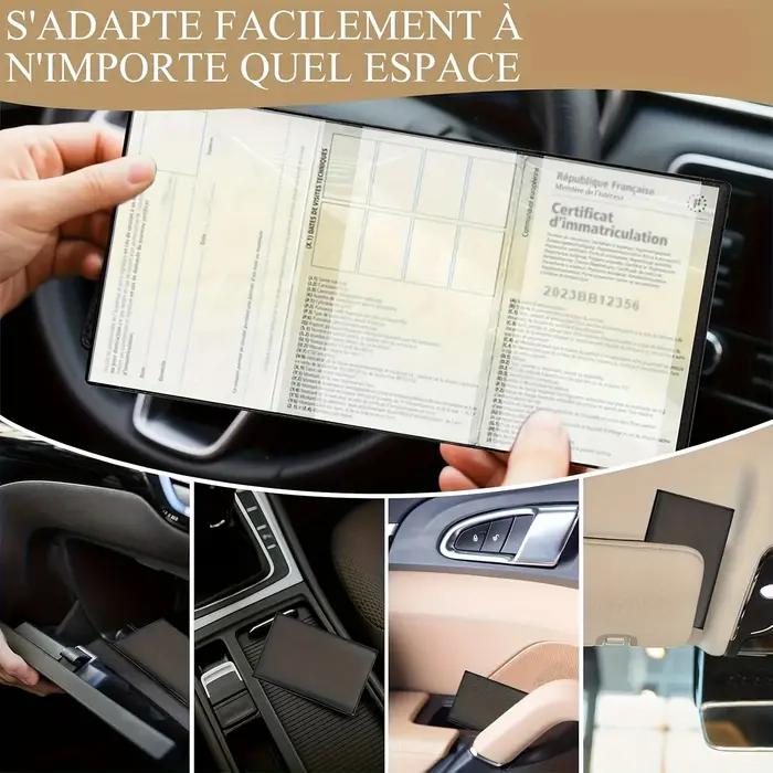Lot de 1/2/3 pochettes noires pour cartes d'assurance, certificat d'enregistrement, étui de protection, portefeuille en plastique transparent pour documents