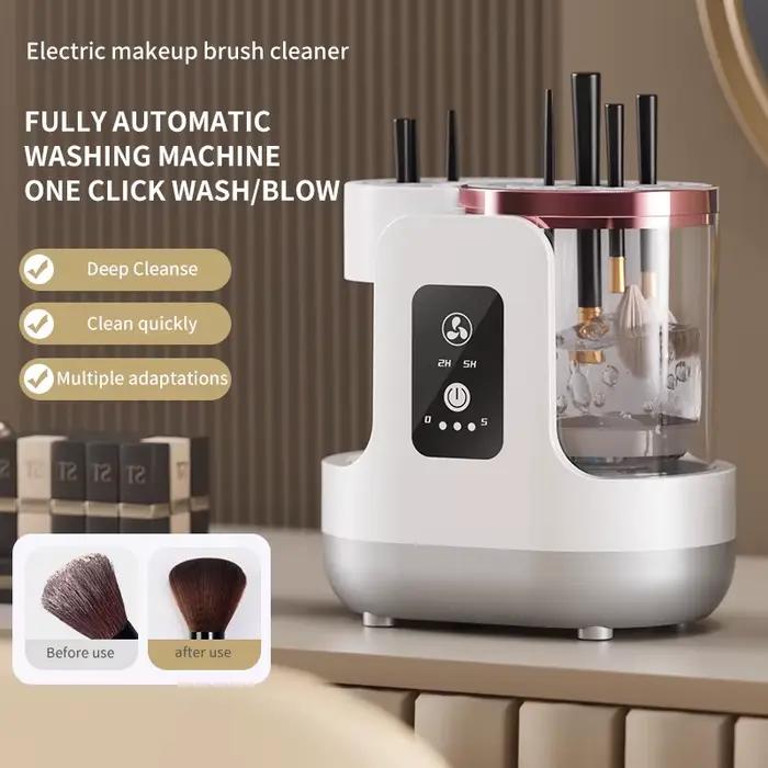 Machine de nettoyage de pinceaux de maquillage électrique 3 en 1, sécheuse de pinceaux de maquillage