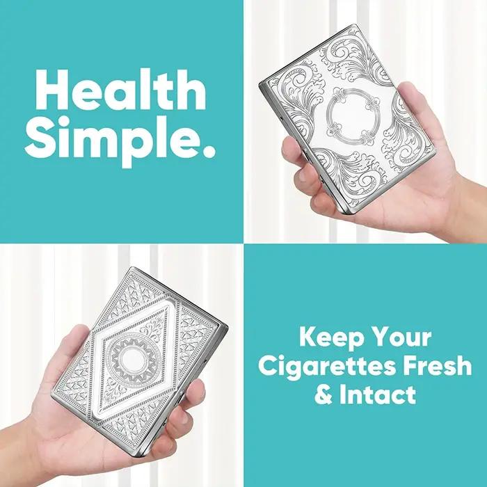 Boîte à cigarettes Portable en relief en acier inoxydable, 20 paquets, étui à cigarettes épais pour hommes résistant à la pression pour régular