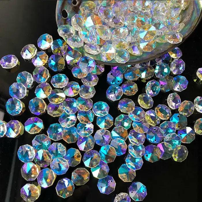 Lustre à prisme en cristal poli de couleur AB