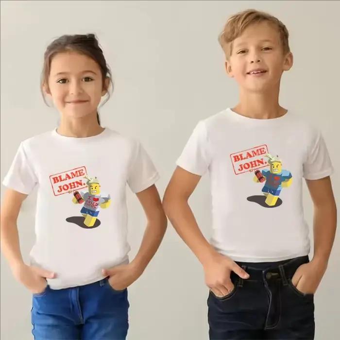 Blame John imprimé hauts pour adolescents T-shirt garçons filles été décontracté drôle mode col rond manches courtes enfants vêtements colorés