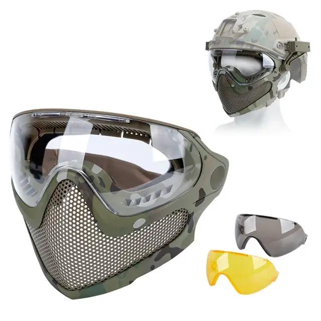 Tactical Full Face Mask Paintball Airsoft Cs Shooting Steel Mesh Breathable Prot
