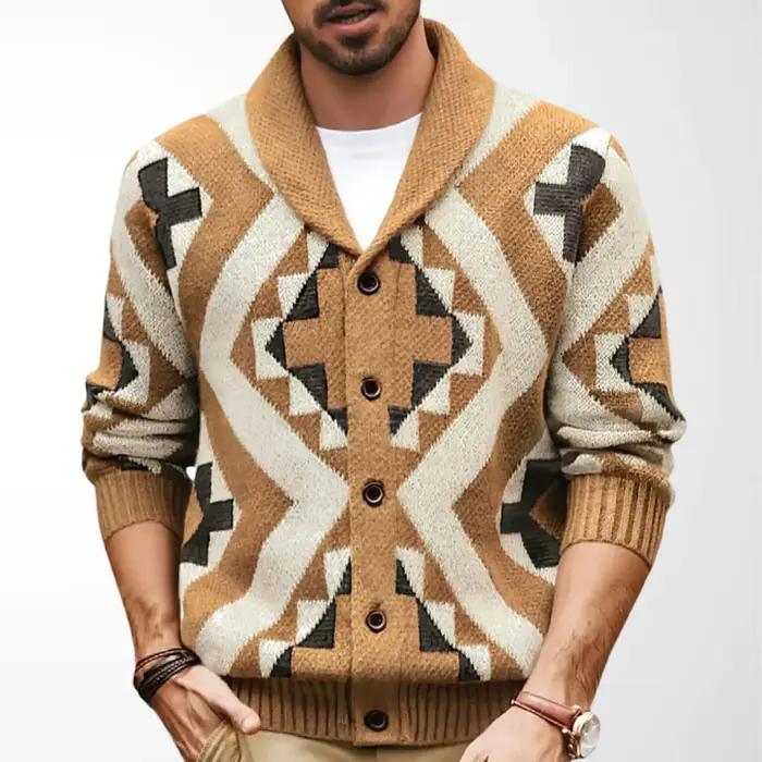 Cardigan Tricoté Vintage Décontracté pour Hommes Occasions Spéciales Automne Hiver