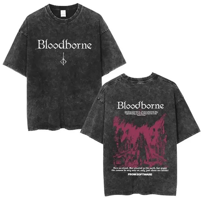 T-shirt vintage lavé Bloodborne Fear The Old Blood pour hommes et femmes
