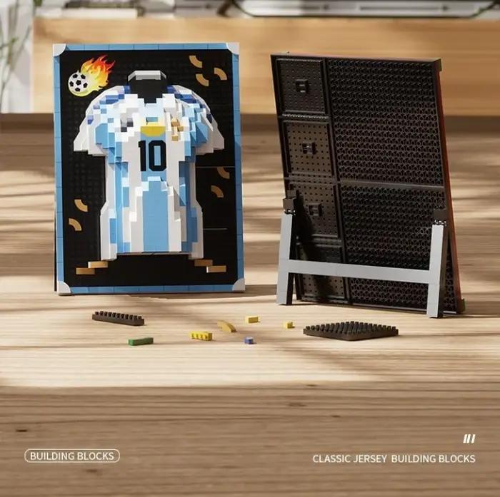 Souvenirs du Championnat du Monde de Football, Maillots de Football, Plus de 500 Pièces de Blocs de Construction, Figurines Sportives, Cadeaux pour les Fans de Football