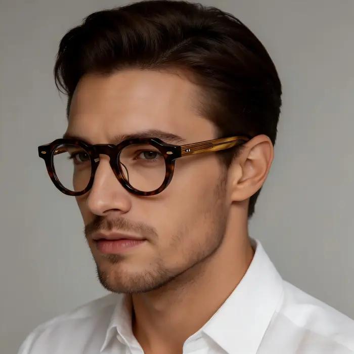 Monture de lunettes optiques rondes CATERSIDE pour hommes, monture épaisse en acétate de qualité sup