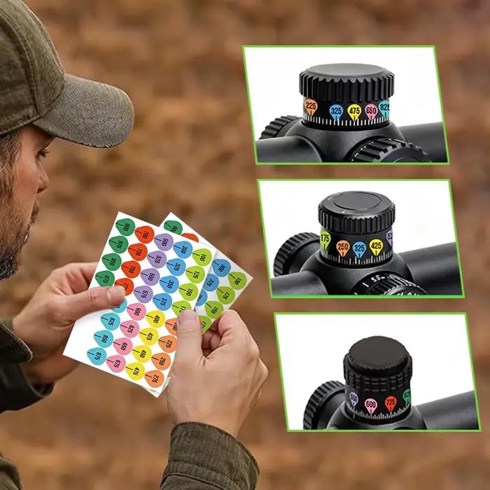 Autocollants de tourelle d'assistance au tir pour lunettes de carabine - Paquet de 5/10 - Compatible avec la plupart des tourelles - Durables et lisibles dans toutes les conditions - Idéal pour la chasse et la pratique de tir