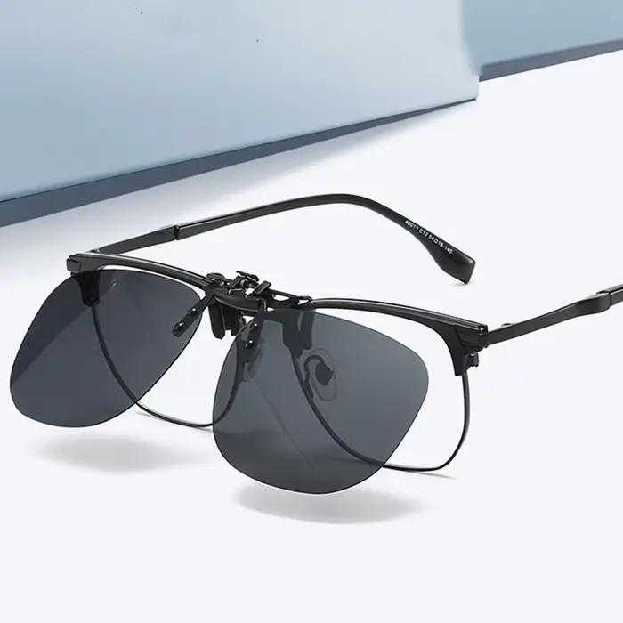 VIVIBEE Flip Up Clip sur lunettes de soleil polarisées hommes carré UV400 photochromique Vision noct