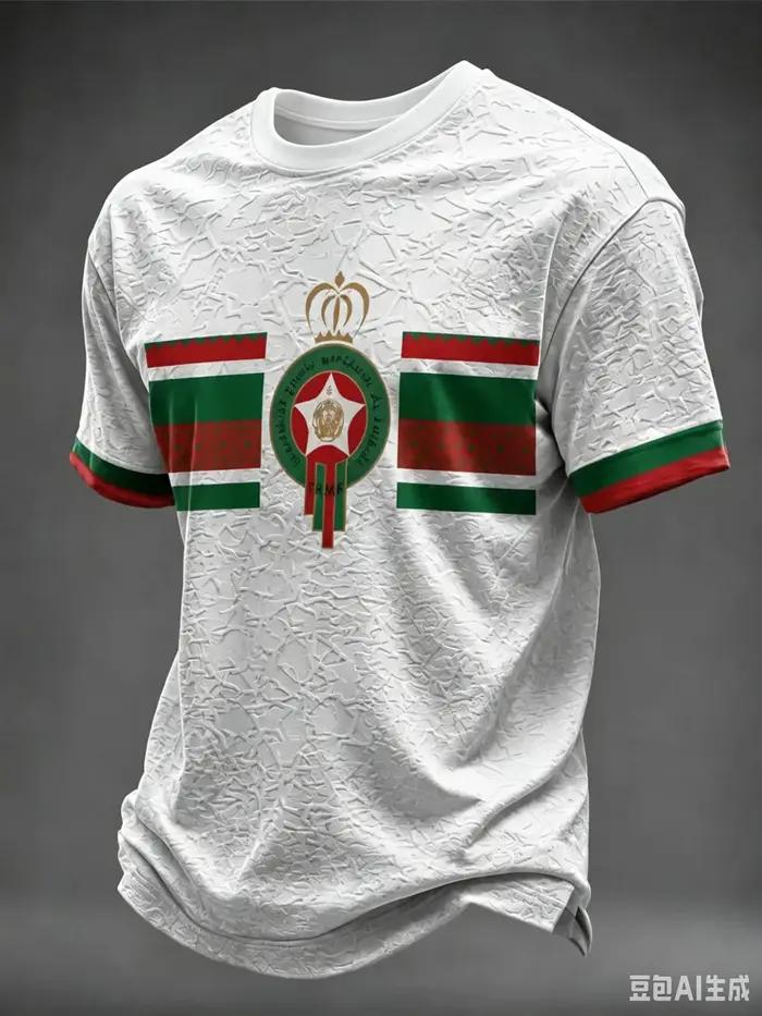 Maillot de football extérieur de l'équipe du Maroc, blanc, à manches courtes, vert, unisexe, pour supporters, entraînement, sport, décontracté