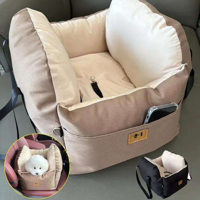 Siège de voiture pour chien avec ceinture de sécurité respectueux de l'environnement en polyester pour animaux de petite taille occasions de voyage en famille et de vacances