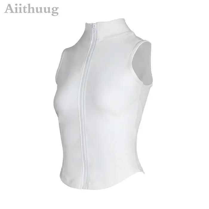 Chemise de yoga sans manches avec fermeture éclair pour femmes pour entraînement intense et séances de sport rapides à sécher