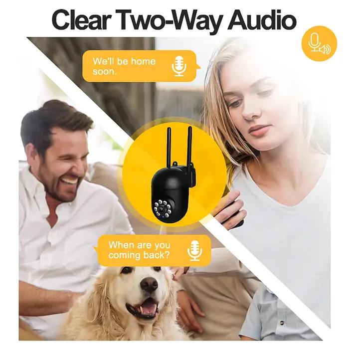 Caméra sécurité WiFi 4MP vision nocturne 2K HD - Surveillance intérieur extérieur bébé CCTV sans fil