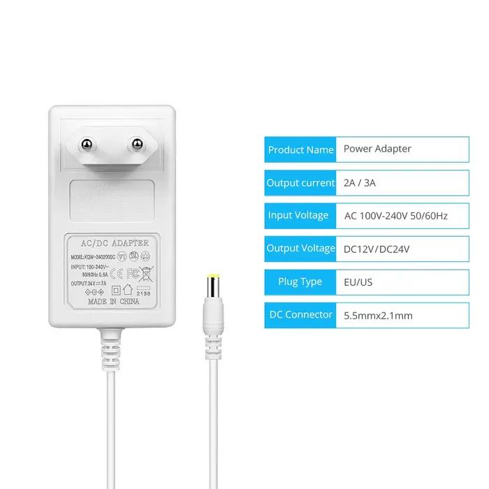 Pilote LED AC 100V-240V à DC 12V 24V 2A 3A, transformateurs d'éclairage, adaptateur d'alimentation à
