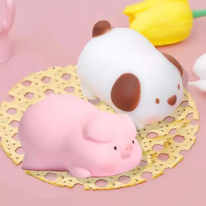 Joli cochon rose, chien blanc, animaux mignons, anti-stress, dessin animé, relaxation, soulagement de l'anxiété, décoration DIY, cadeau, accessoires DIY