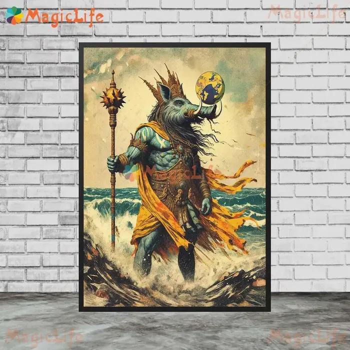 Hinduïsme sanglier Varaha Ganesha Religion photos murales pour salon Vintage affiche mur Art toile peinture sans cadre