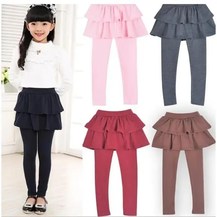Printemps automne coton chaud fille Leggings jupe-pantalon gâteau jupe enfants leggings enfants fill
