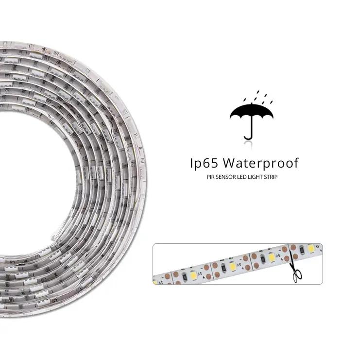 Bande lumineuse LED avec capteur de mouvement PIR, 1-5m, étanche IP65, DC 12V, Diode marche/arrêt au