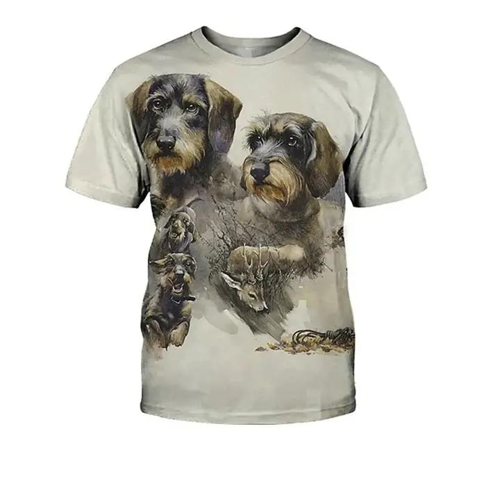 T-shirt imprimé chien de chasse décontracté pour hommes et femmes, style Harajuku Y2K, col rond, manches courtes, motifs teckels, t-shirts respirants pour toutes les occasions