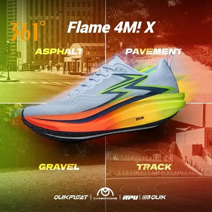 361 degrés flamme 4.0 MIX hommes chaussures de course plaque de carbone course Marathon rebond Stabl