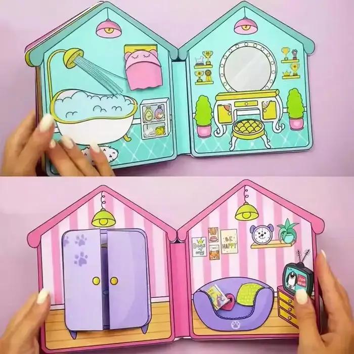 Kit de scrapbooking DIY sur le thème de la maison pour chien, autocollants, découpe et collage, anti-stress pour adultes, cadeau fait main
