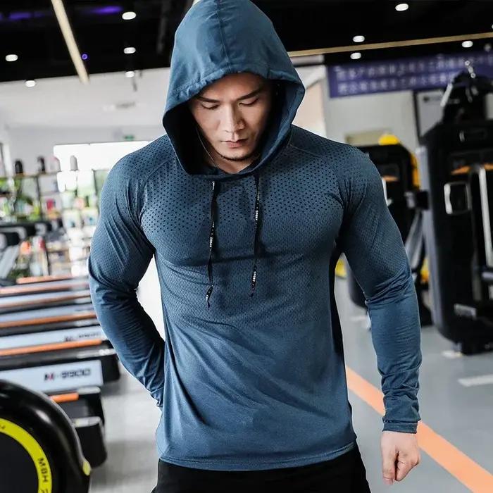 Sweat-shirt à capuche pour hommes, survêtement de Fitness, de Sport, de course, de Gym, d'entraîneme