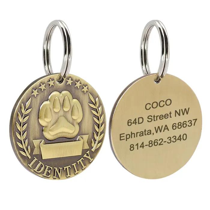 Étiquette d'identification de chien en acier inoxydable étiquettes personnalisées pour chiens plaque signalétique pendentif Anti-perte pour animaux de compagnie collier colliers gravure gratuite