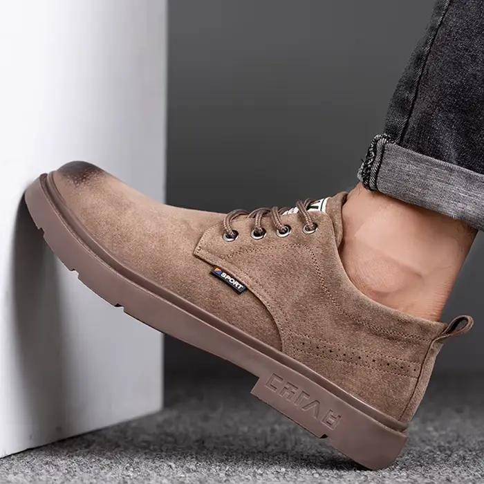Bottes de sécurité en cuir véritable pour hommes, chaussures indestructibles à bout en acier, chaussures de travail imperméables, anti-perforation, anti-brûlure