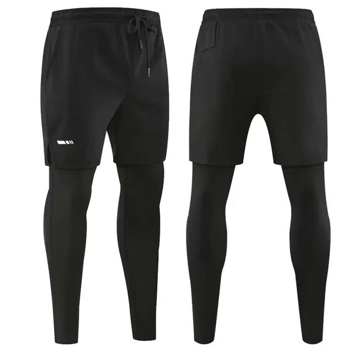 Pantalons de course pour hommes collants de Sport de Compression 2 en 1 Leggings de Fitness à séchag
