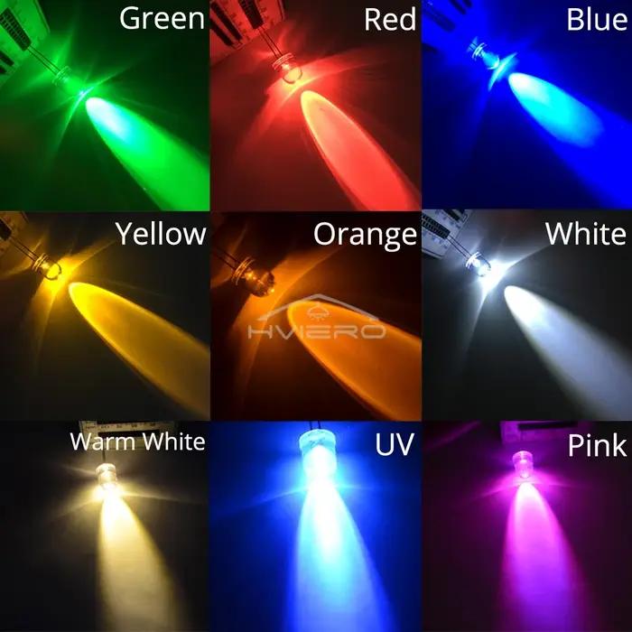 50 pièces 10mm rond haut Super lumineux lampe perles clair Diode électroluminescente LED blanc rouge