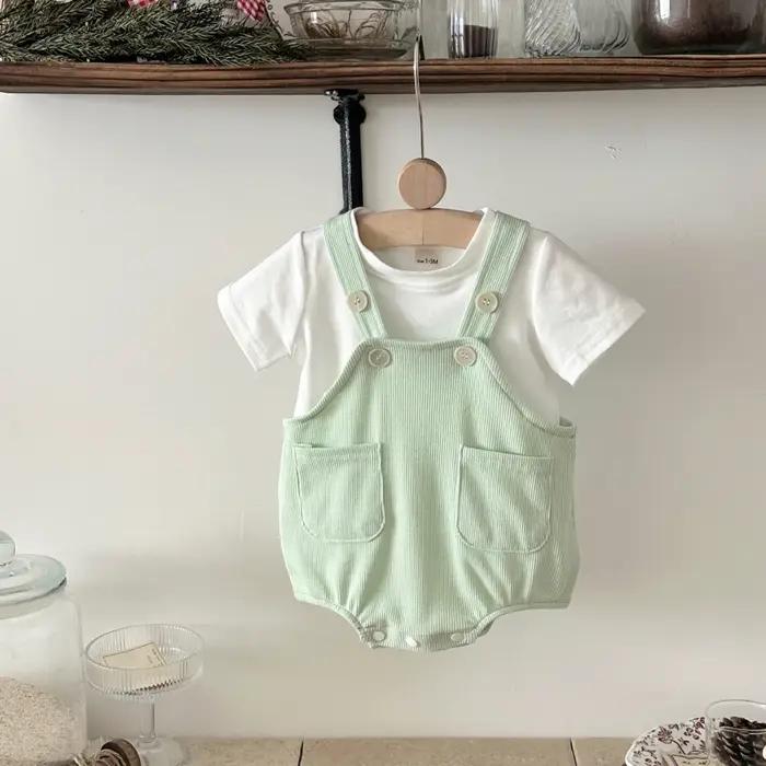 Nouveaux vêtements d'été pour bébés, combinaisons à manches courtes pour nouveau-nés, garçons et filles, vêtements pour nourrissons adaptés aux bébés âgés de 0 à 18 mois