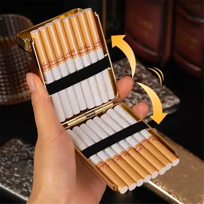 Paquet de 16 Cigarettes grossières, paquet de 20 Cigarettes fines, boîte à cigarettes en métal, outil de boîte à cigarettes Pop-up automatique