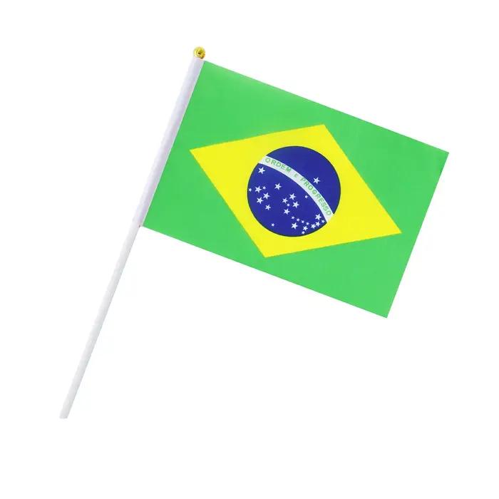 Drapeau de Fan de Football mondial, 14x21cm, 10 pièces/lot, drapeaux ondulés à la main