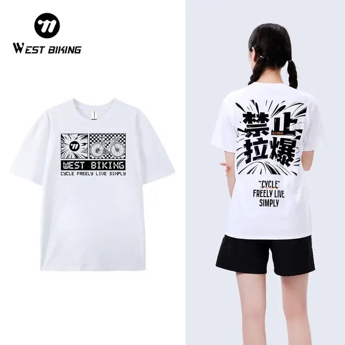 WEST BIKING T-Shirt culturel en coton peigné doux absorbant l'humidité respirant décontracté sport haut à manches courtes