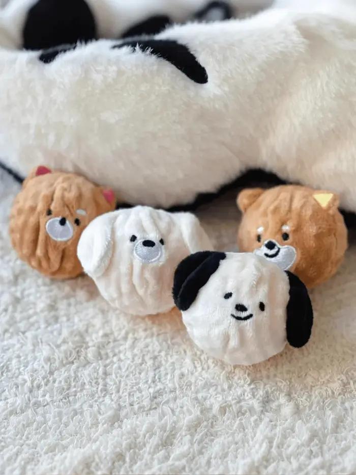 Jouet à mâcher couineur pour chien - Balle rebondissante en forme de chiot avec picots pour le nettoyage des dents, jouet interactif pour animaux de compagnie adapté aux petits chiens (Caniche/Bichon