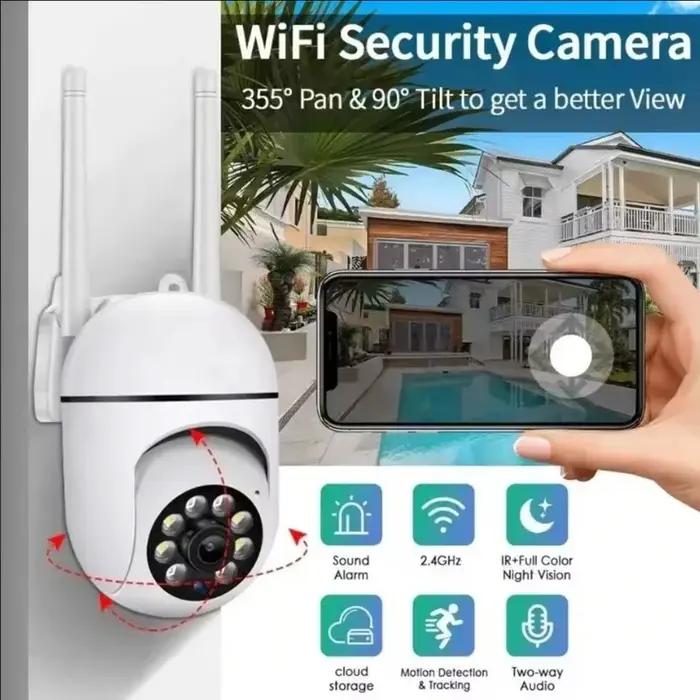 Caméra de sécurité extérieure A7 1080P WiFi PTZ avec zoom 4x et audio - Surveillance réseau sans fil