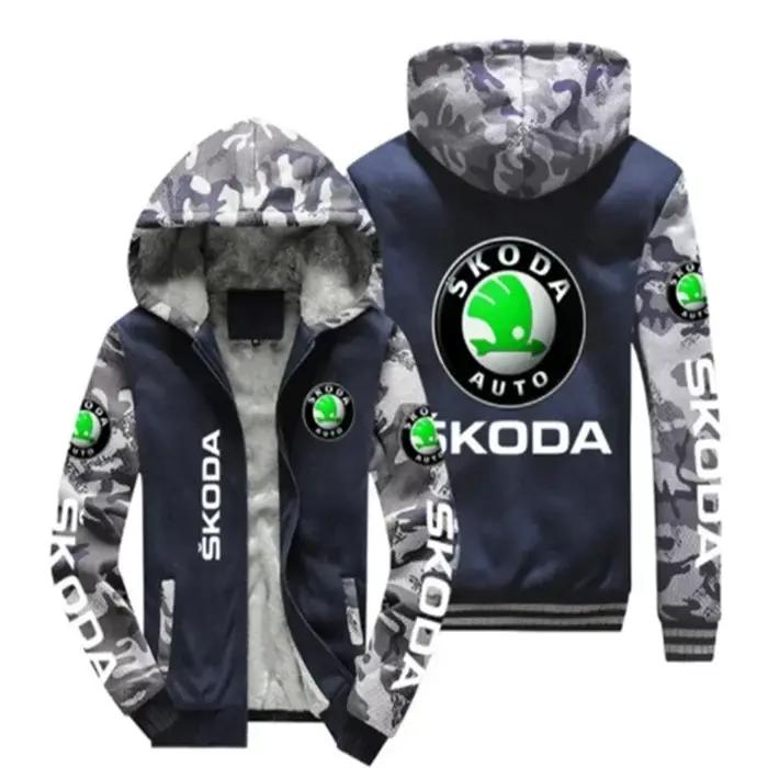 Nouveau modèle veste homme Skoda logo de voiture pour manteau hiver décontracté fermeture éclair épaissir sweat mode