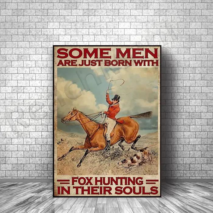 Affiche de chasseur de chasse au renard et chiens impression sur toile toile européenne style européen figurines pour collectionneurs passionnés de la nature et de la tradition
