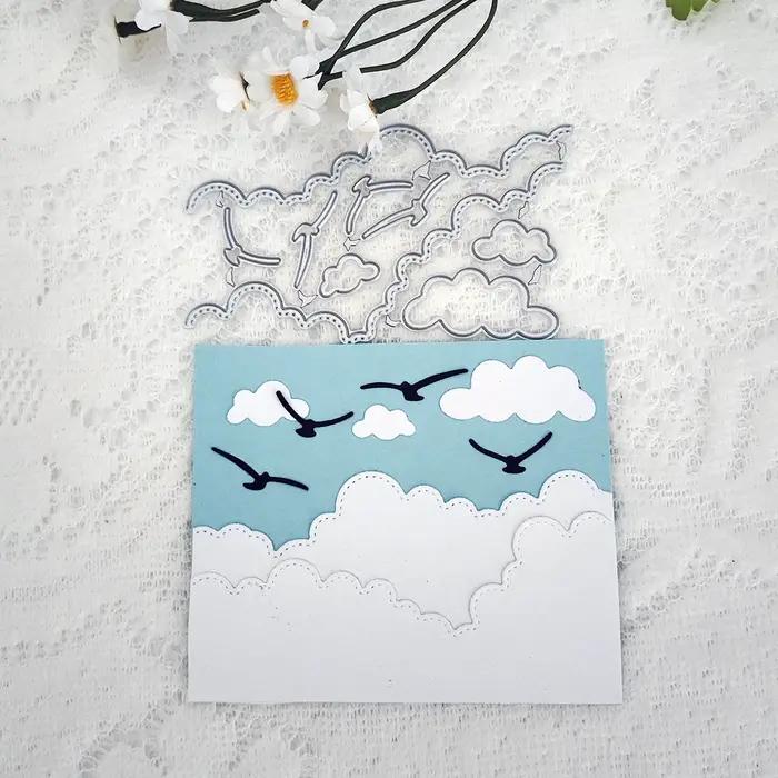 Papillon chiot chien Bouquet de fleurs nuage oiseaux matrices de découpe en métal pour bricolage Scrapbooking Album artisanat carte fabrication