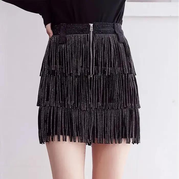 Ensemble jupe trapèze taille haute avec ceinture pour femmes, jupes courtes tarière, mode féminine,