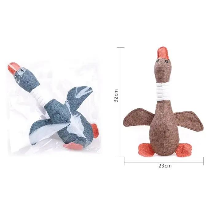Jouet de canard en peluche en lin écologique avec couineur pour chiens et chats pour jouer et se détendre occassions spéciales