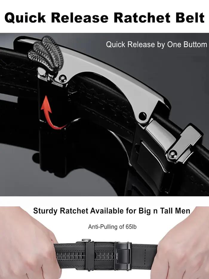 Ceinture en cuir véritable de haute qualité pour hommes, boucle automatique réglable, ceinture à cli